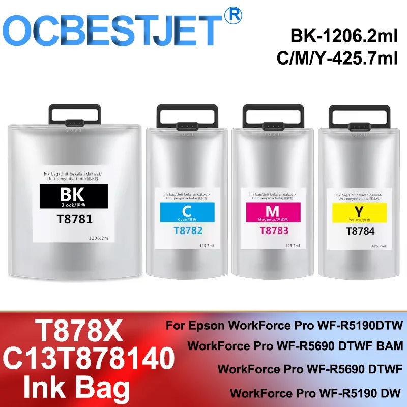 EUR Ink bag T8781 T8782 T8783 T8784 For For Epson WorkForce Pro WF-R5190DTW WF-R5690DTWF