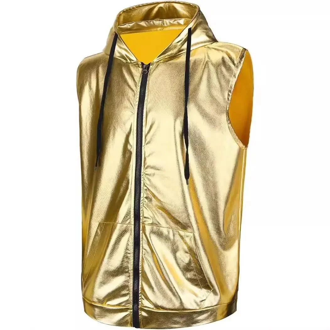 Vestjassen voor heren, glanzende sport- en vrijetijdsshirts met capuchon voor heren - afbeelding 2