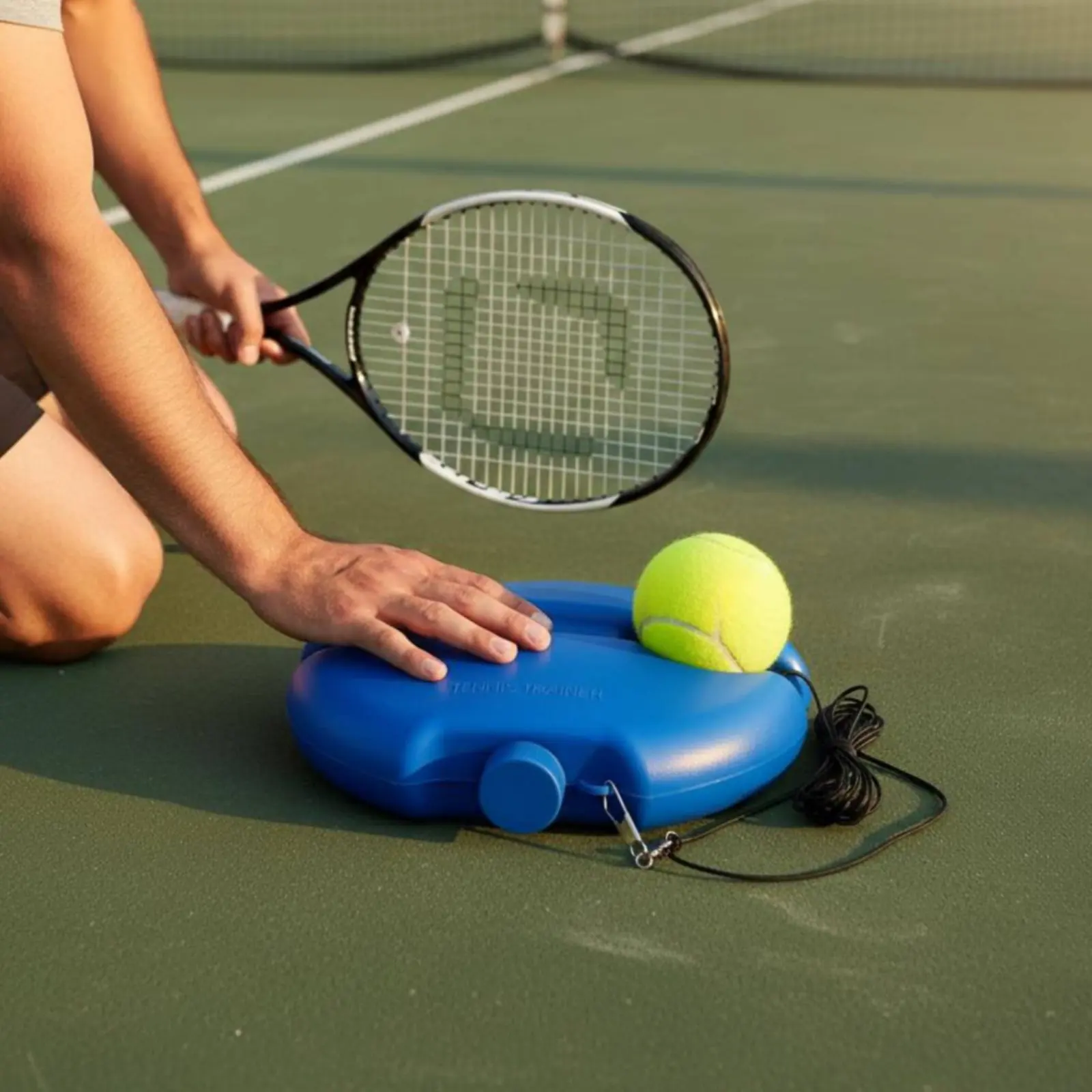 

Tennis Training Aids Base With Elastic Rope Ball Wear-Resistant Elastic-Return Tennis Practice Rebounder with String Sports Gear