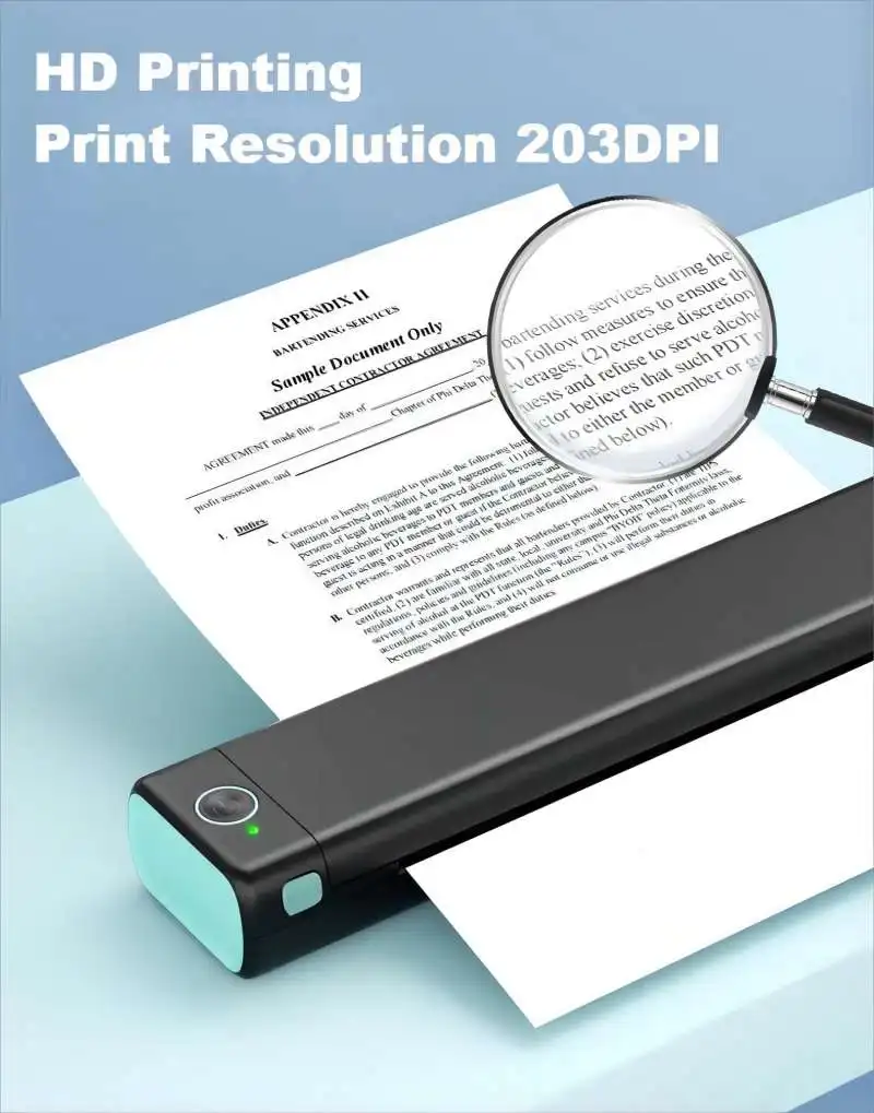 Mini Thermal Printer M08F A4 Wireless Bluetooth Portable Handheld Print Width 210mm No Need To Use Ink Convenient Home Travel