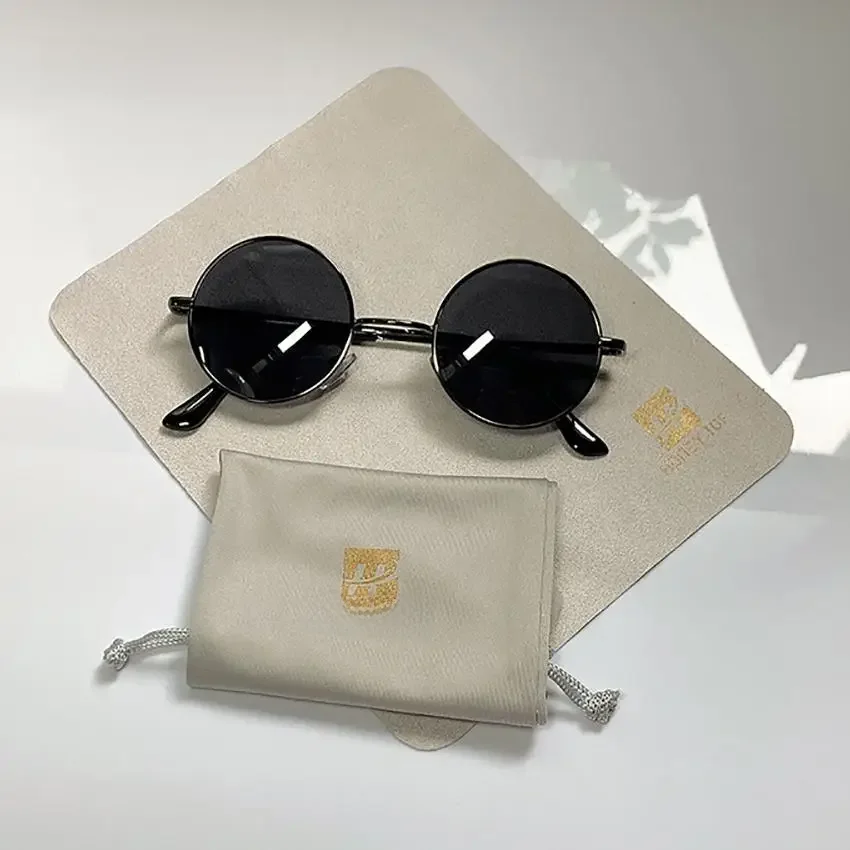 Retro Vintage małe okrągłe spolaryzowane okulary mężczyźni marka projektant okulary przeciwsłoneczne damskie metalowa rama czarne soczewki okulary jazdy UV400 — zdjęcie 2