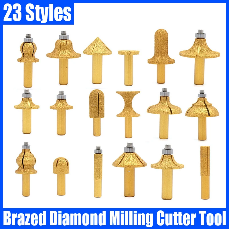 

1PCS Brazed Diamond Milling Cutter 12.7mm Shank Router Bit Trimming Carving Tool For Profiling Cutting Marble/Ceramic/Stone