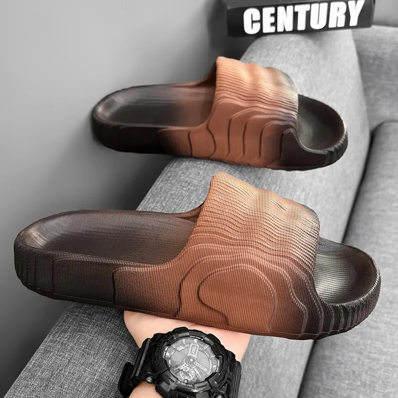 

Мужские летние шлепанцы большого размера, удобные тапочки для пар на толстой подошве, повседневные уличные сандалии