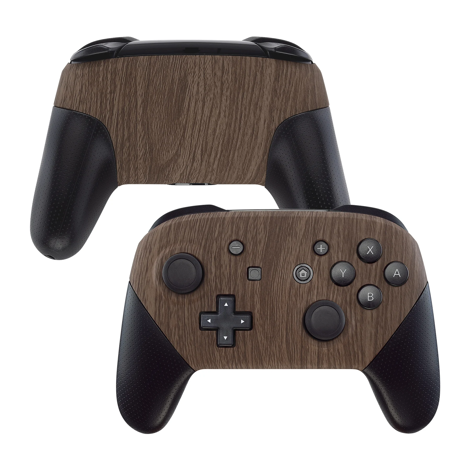 eXtremeRate Wood Grain Patterned Faceplate and Backplate Replacement Shell Housing Case Cover for NS Switch Pro Controller