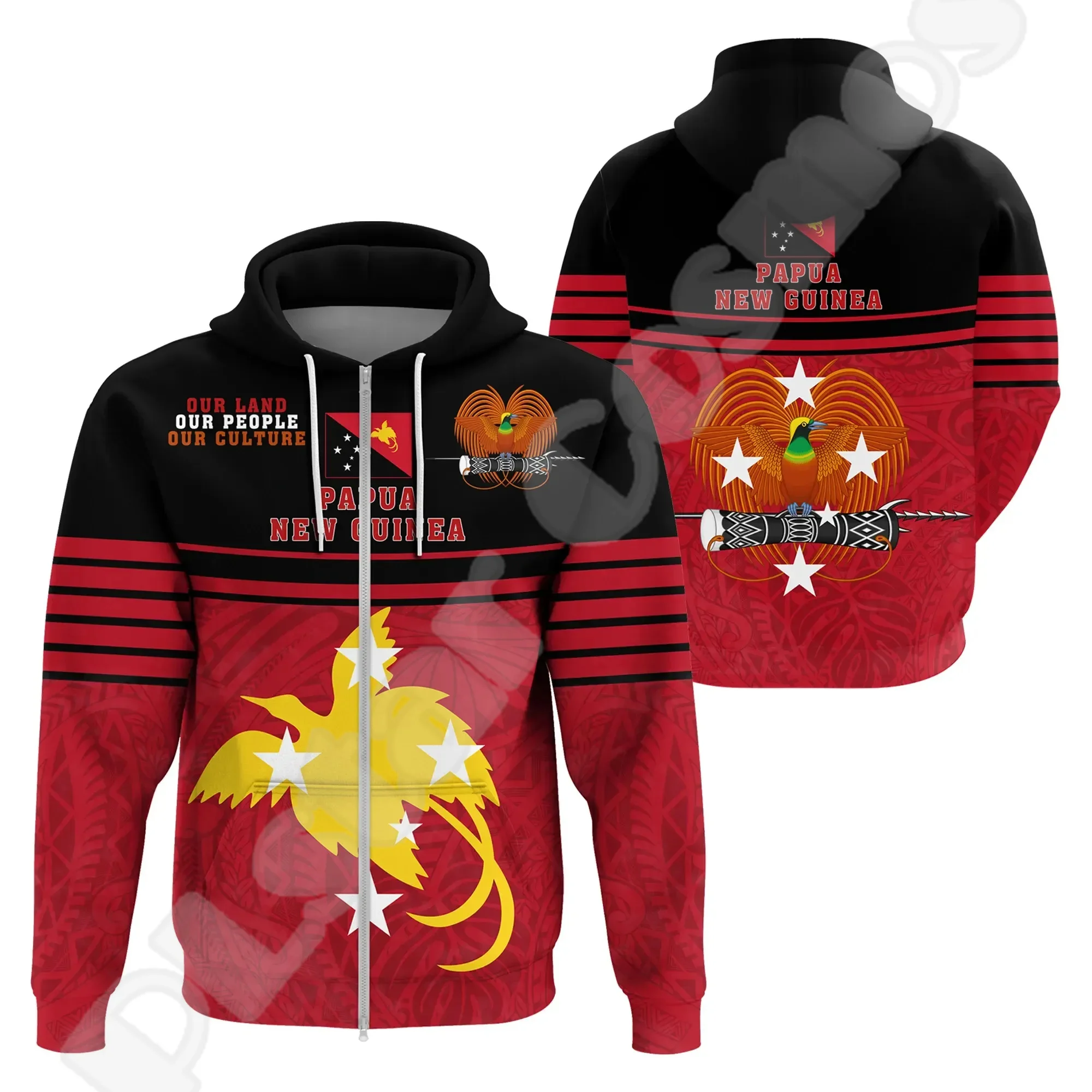 NewFashion Islands Country Flag Papua New Guinea Culture Tribal Tattoo Retro 3DPrint Pullover Harajuku Casual Hoodies Jacket MA2