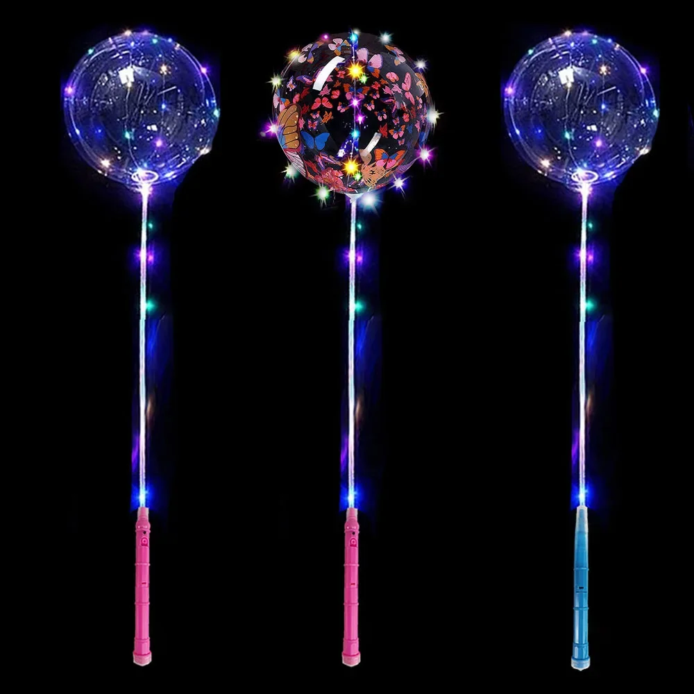 10-50 Pack 20 pouces LED Bobo Ballon papillon imprimé BoBo ballon bulle transparente ballon pour fête anniversaire mariage décoration