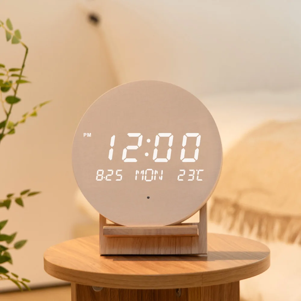 Mini LED Wall clock electronic digital noise living room tabletop interior wall mounted day temperature clock