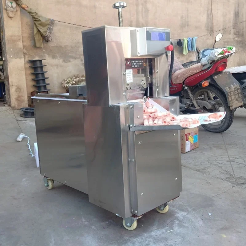 Automatic Stainless Steel Electric Freezing Meat Slicer Cut Lamb Roll Mutton Beef Sausage Bacon Flaker Forming Making Machine