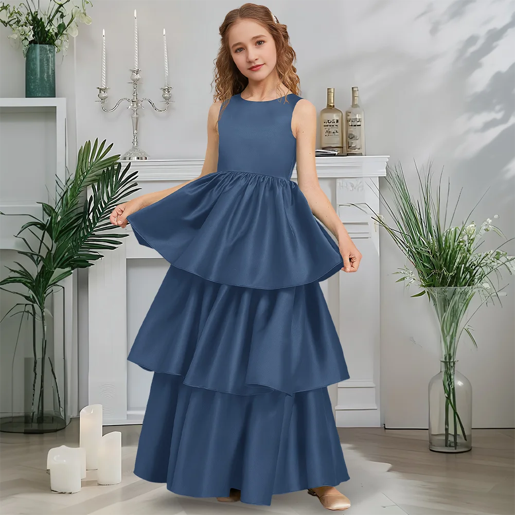 Бальное платье, платье подружки невесты, изумрудное платье с цветочным узором для девочек, детское платье длиной до пола, атласное садовое праздничное платье для свадебной вечеринки