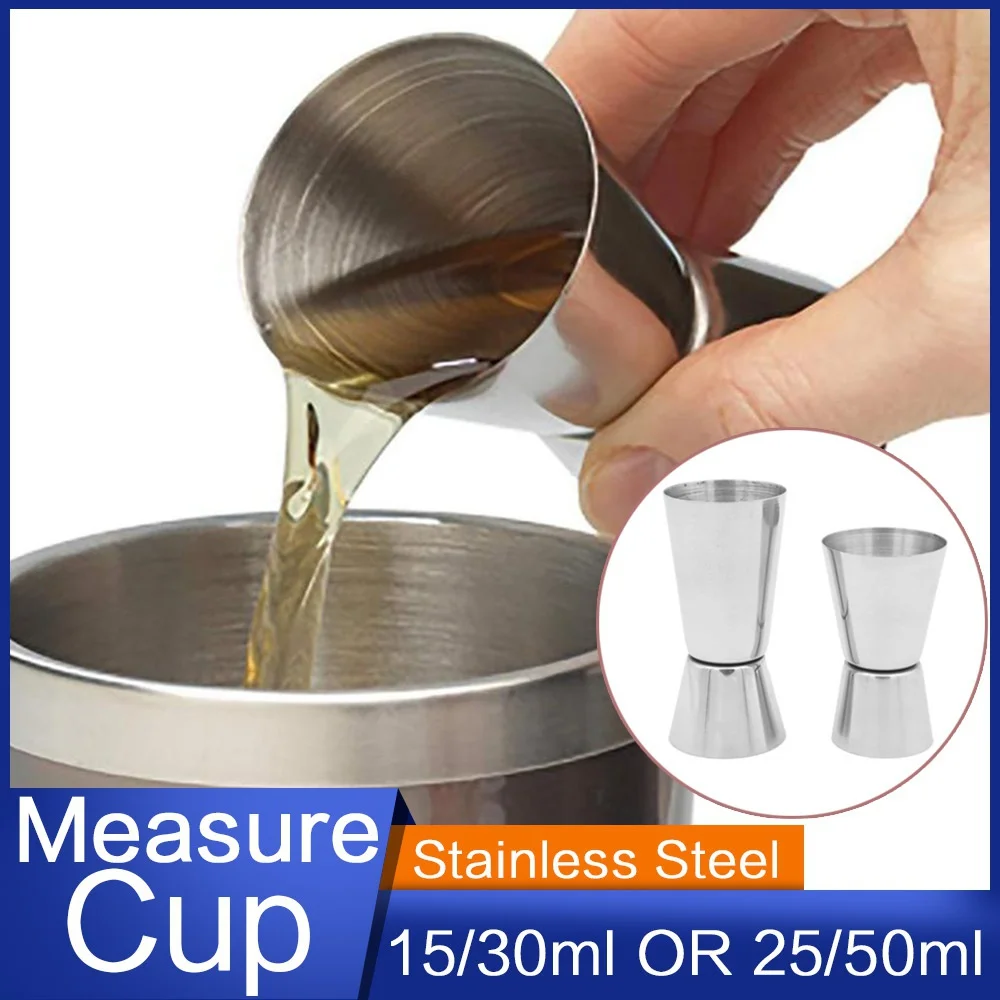 Stainless Steel Jigger Drink Spirit Shot Measure Cup Ounce cup Cocktail Wine Bar Shaker 15/30ml OR 25/50ml Optional Bar Tools