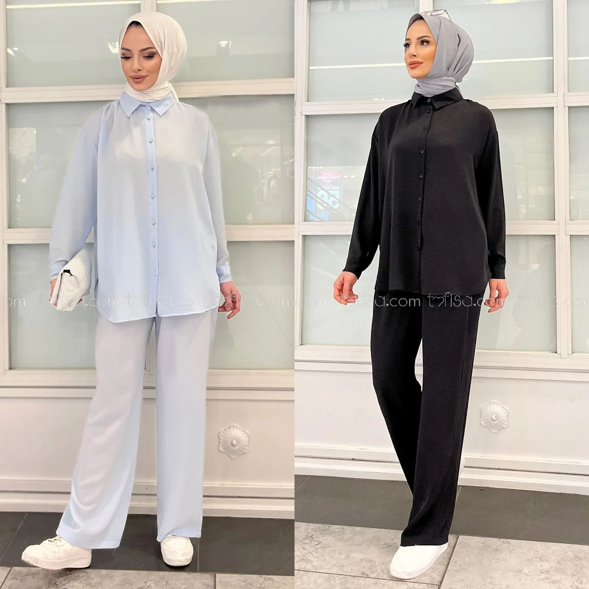 2 Pieces Turkish Muslim Long Women Dress Abaya Turkey Sets Fashion Hijab Islamic Tunic Pants Dubai jilbab 11339 Tofisa