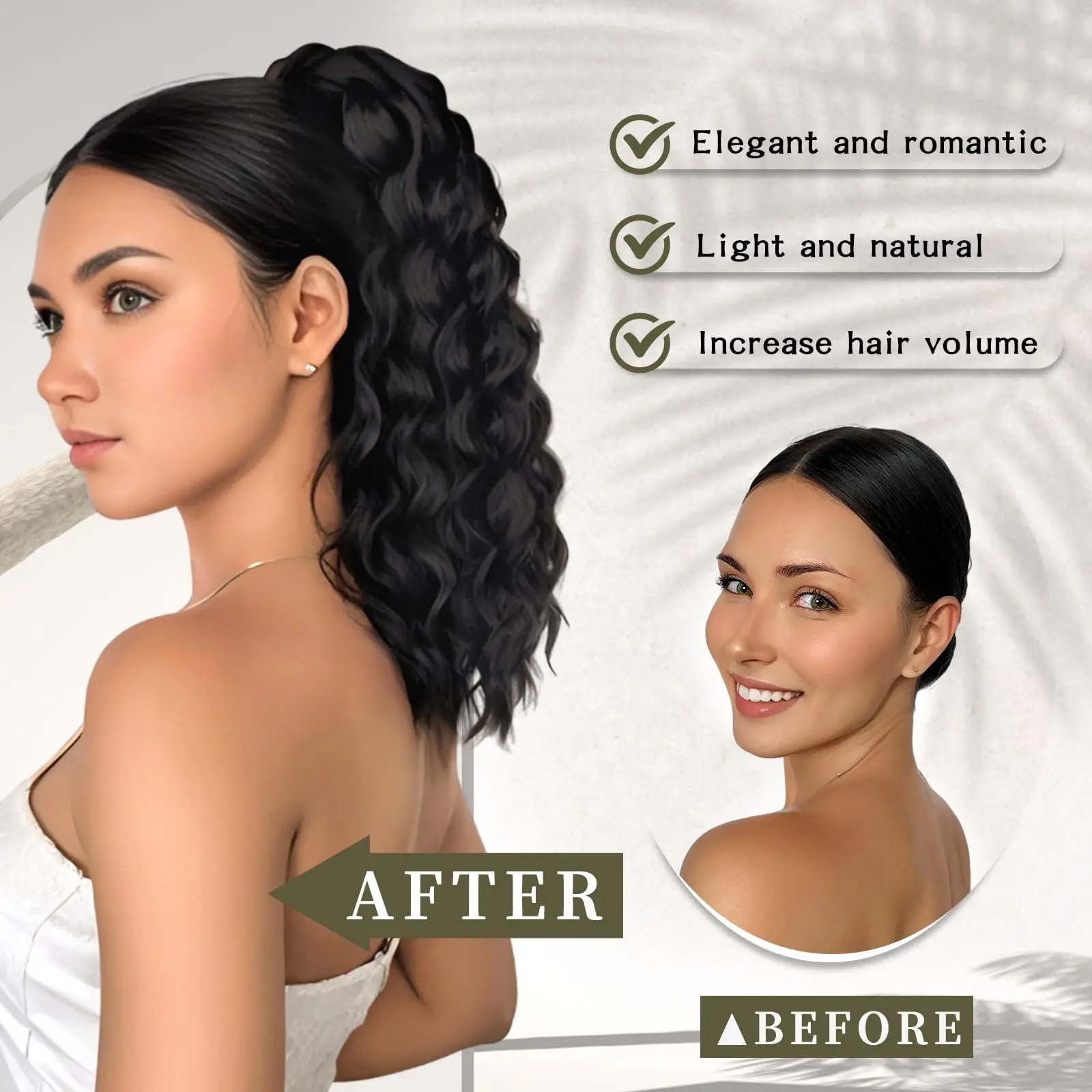 포니테일 인모 연장 딥 웨이브 인모 드로스트링 포니테일 # 여성용 1B 내추럴 블랙 포니테일 인모 헤어 익스텐션