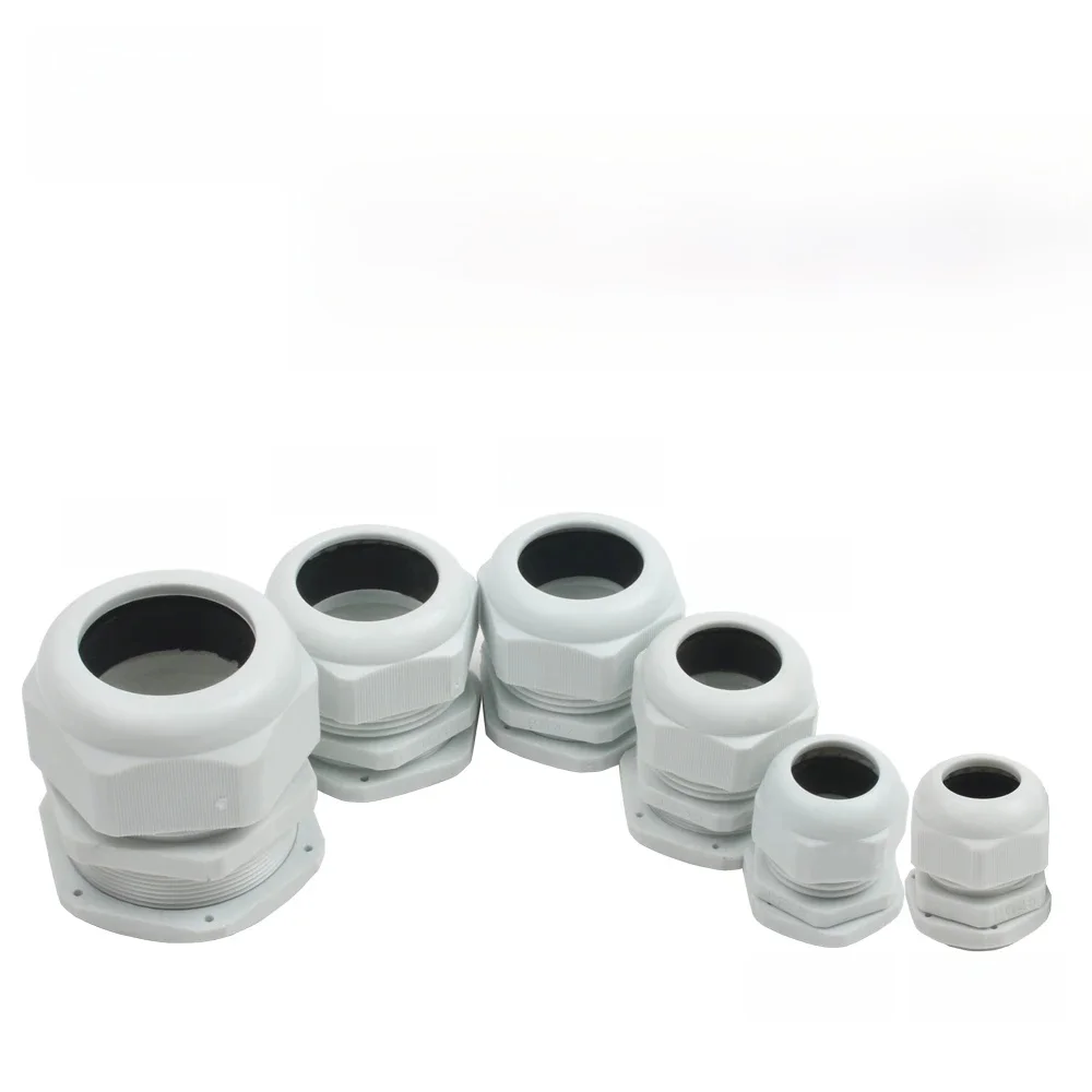Serre-câble étanche en plastique, connecteur en Nylon blanc et noir, IP68, PG25 pour 16 à 21mm, PG29, PG36, PG42, PG48, PG63, M25