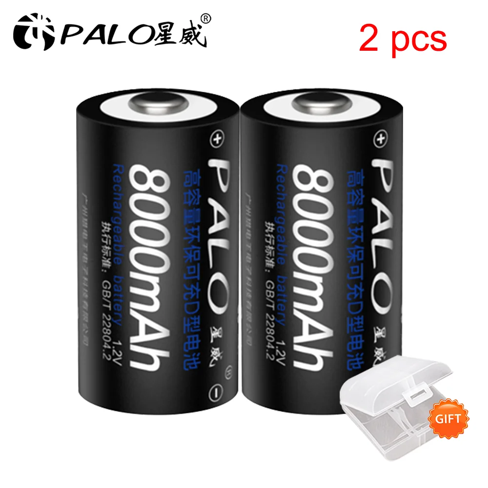 Rechargeable D Size Batteries LR20 Ni-MH 1.2V 8000mAh Battery with 16 Slots 1.2V AA AAA C D Size Ni-MH Ni-CD Battery Charger
