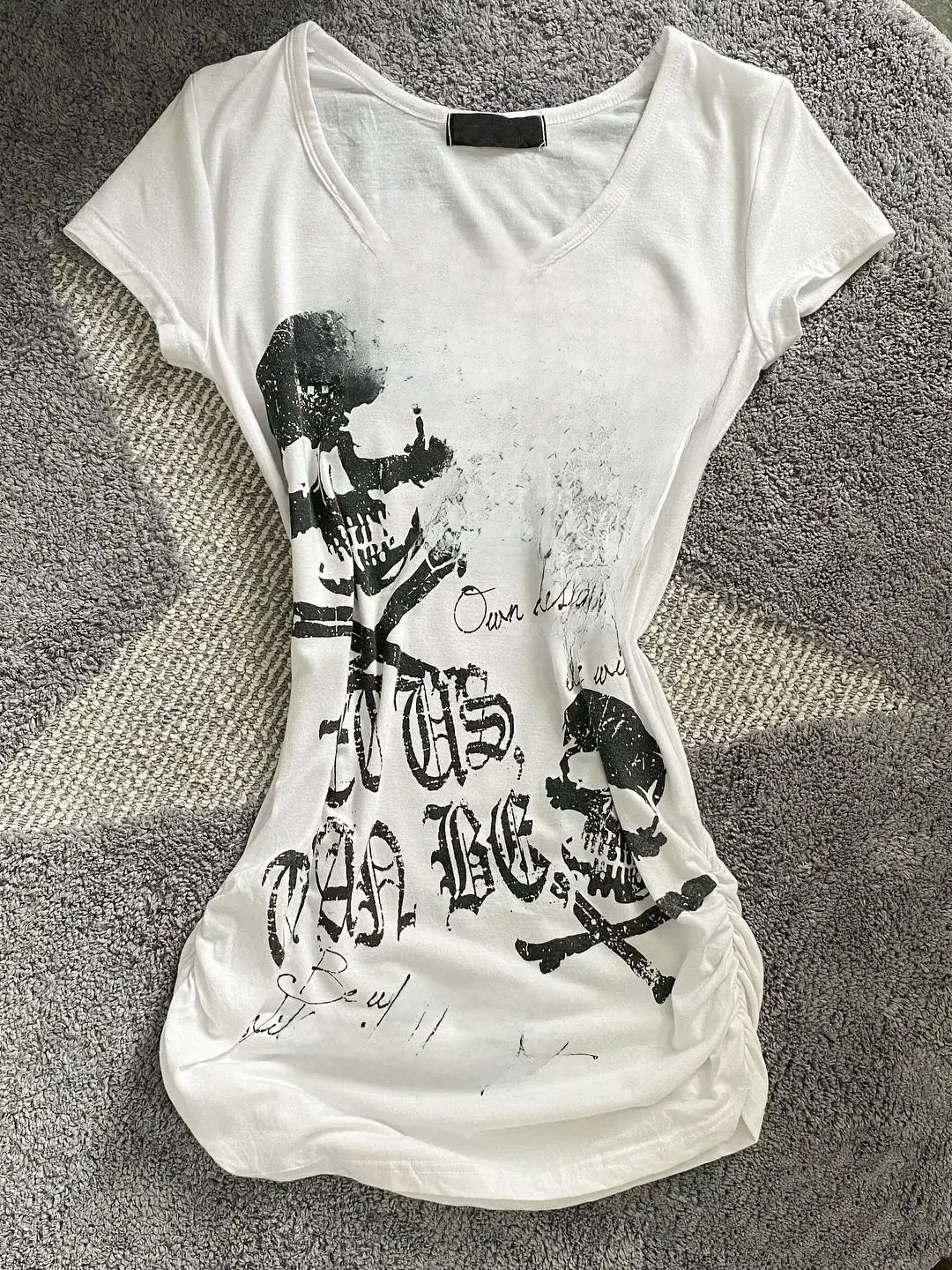 Punk Vintage Skeleton T Shirt Women Clothes Streetwear Gothic Grunge White Tees Sexy Summer Emo Aesthetic Short Sleeve Y2k Top — zdjęcie 2