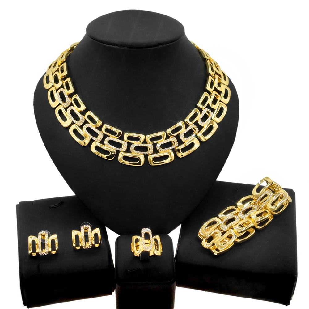 

Fashion Dubai Gold-plated Flower Jewelry Jewelry Set Female Exquisite Chrysanthemum Necklace Jewelry HS21081316