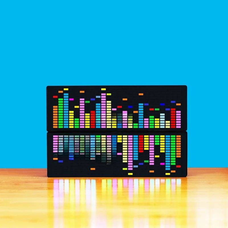 Światło LED Wyświetlacz widma muzycznego Sterowanie głosem RGB Kolorowy przetwornik widma Lampa nastrojowa Zegar elektroniczny Wskaźnik poziomu USB — zdjęcie 2