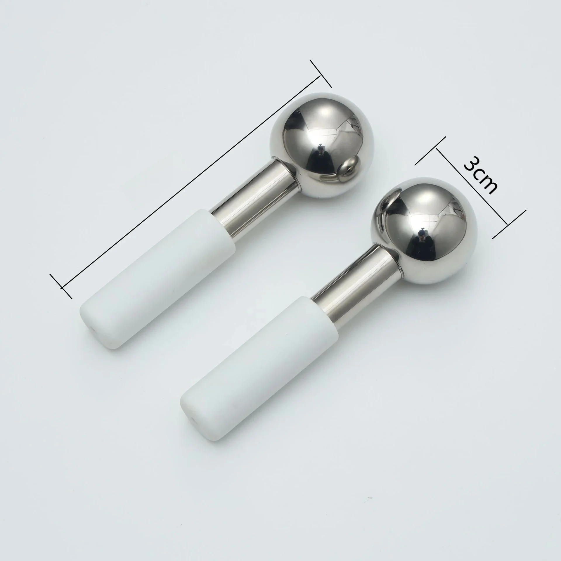 Mini 2szt Ice Globes Kryo kije ze stali nierdzewnej do twarzy Oko Twarz Zimny wałek chłodzący Globus do obrzęków Zmarszczki Ciemne koło — zdjęcie 2