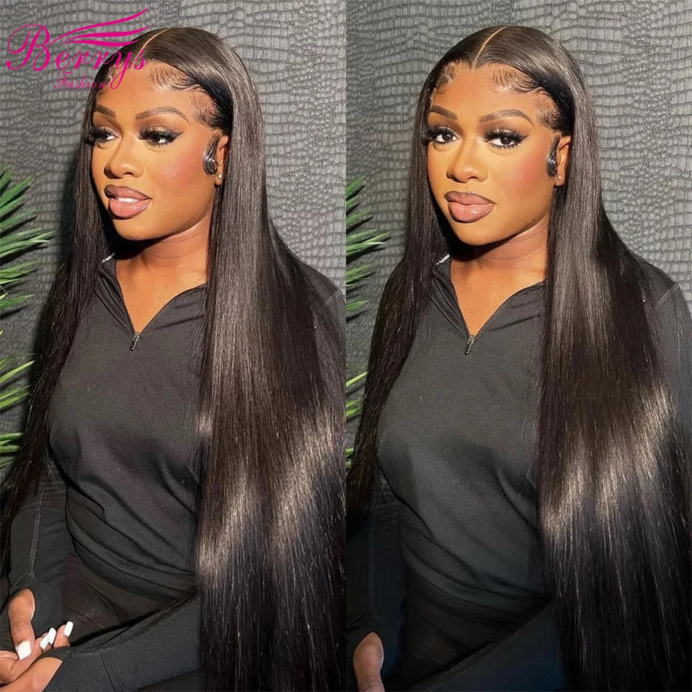 Berrys Hair 32 Inch Straight HD Lace Frontal Wig 13x6 250 Density Human Hair with Bone Closure For Black Women