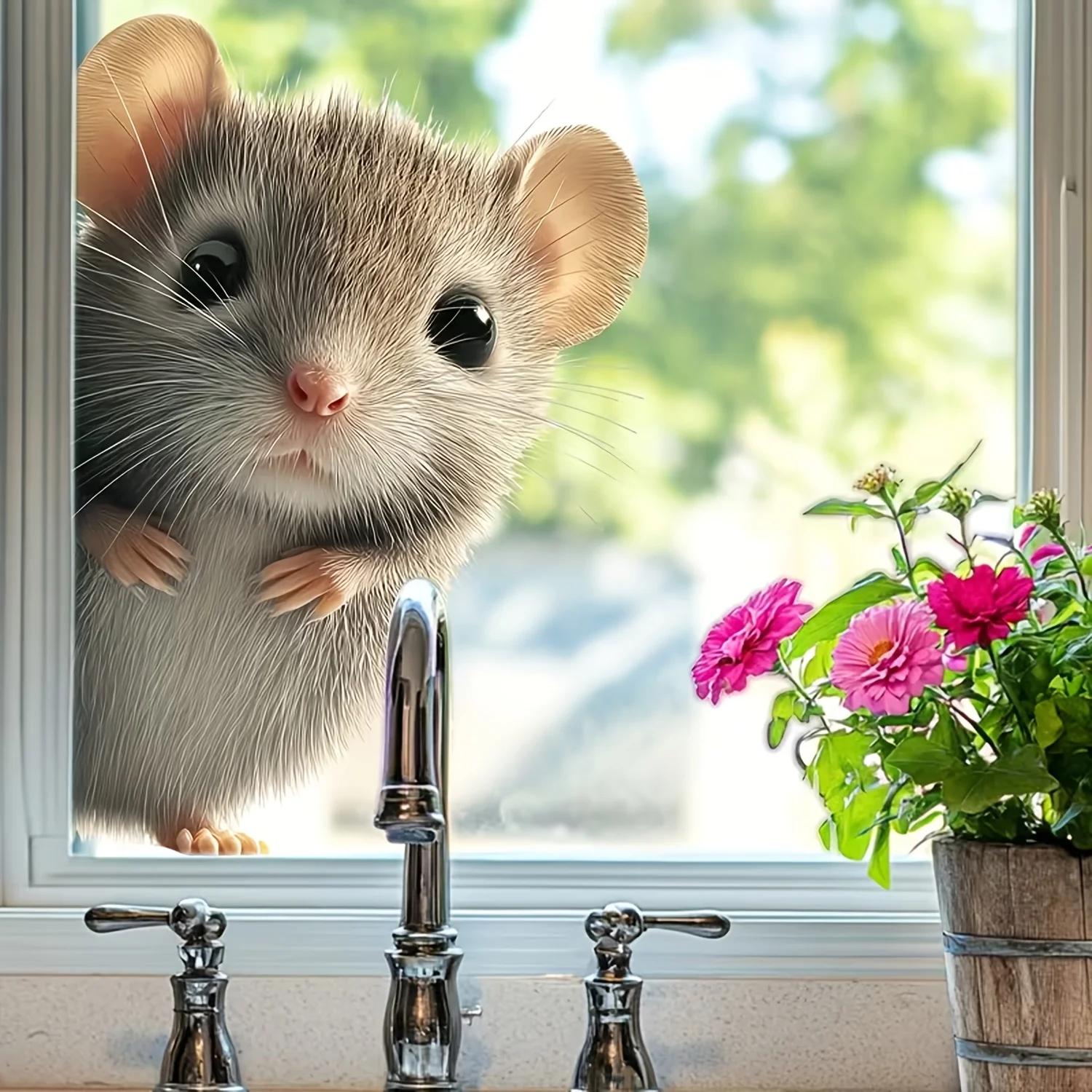 1Pc Cute Little Mouse Peeping at the Window Wall Sticker, Self-Adhesive Pvc Home Decor DIY Sticker, Suitable for Laptops, Cabinets, Living Rooms, Bedrooms, Dining Rooms, Bathrooms, Entryways, Doors and Windows, and Wall Decals, Easily Create a Cozy and Fun Space, a Creative and Thoughtful Gift for Family, Friends, and Loved Ones