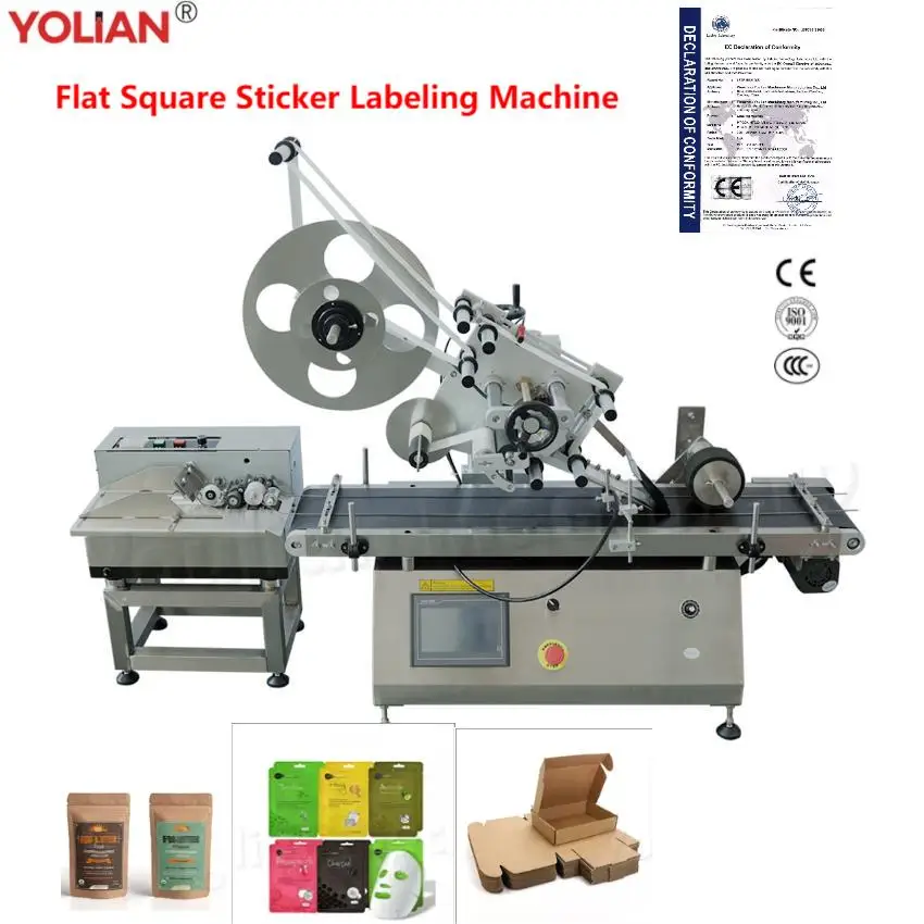 YL-DL Desktop Labeling Machine With Feeder Food Plastic Foil Bag Paper Card Box Sticker Tag Labeler Plastic Pouch Bag Applicator