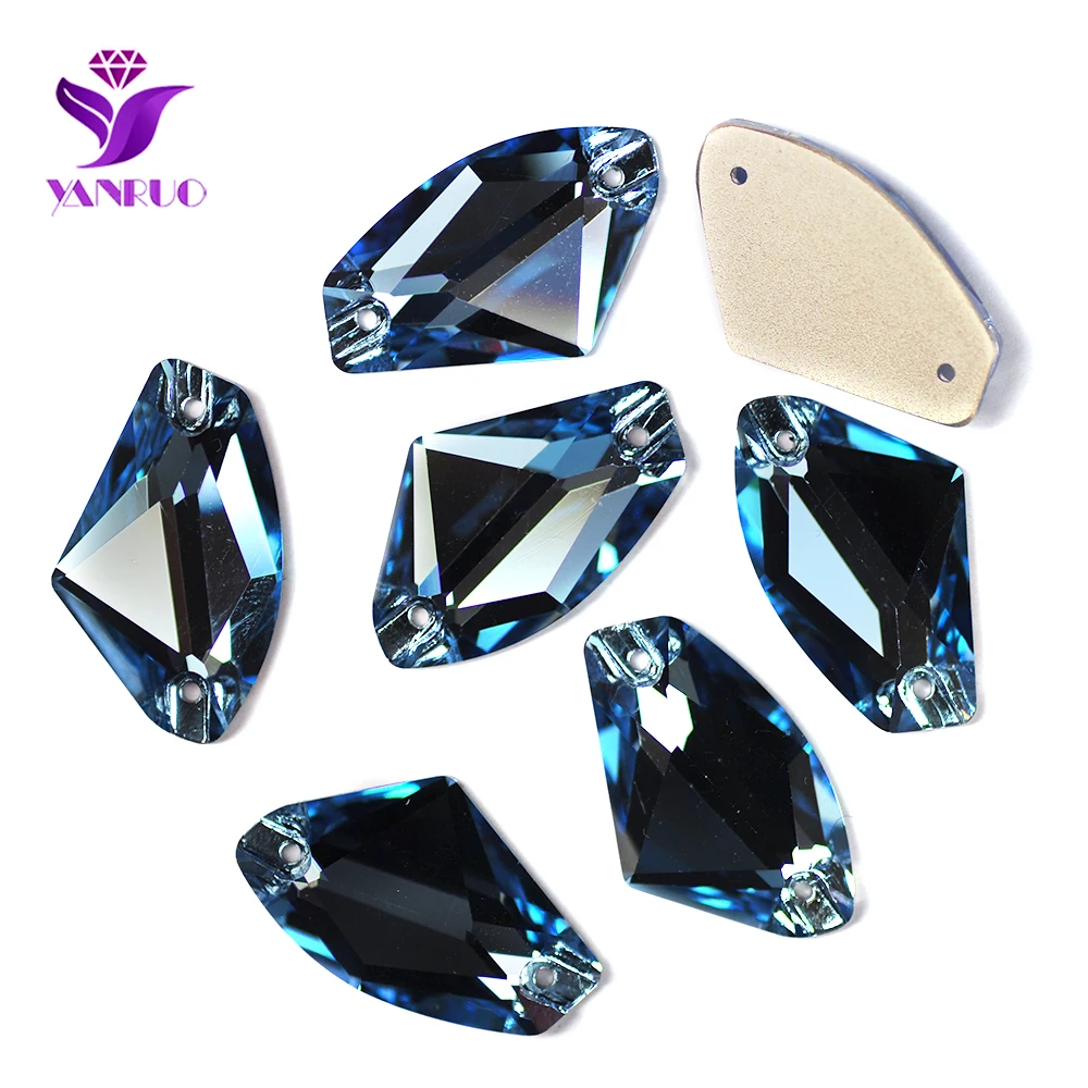 YANRUO 3256 Galactic Ax Aquamarine Flat Back Sew On Stones Glass Crystal Needlework Sewing For Dress Decor Gymnastic