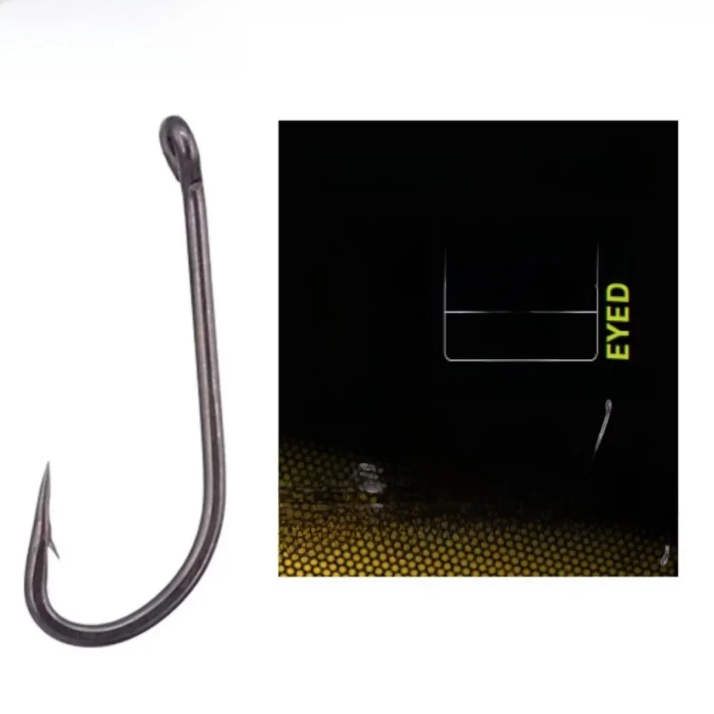 Hirisi 15 pièces hameçons de pêche à tige longue revêtement PTFE carpe en acier à haute teneur en carbone X913