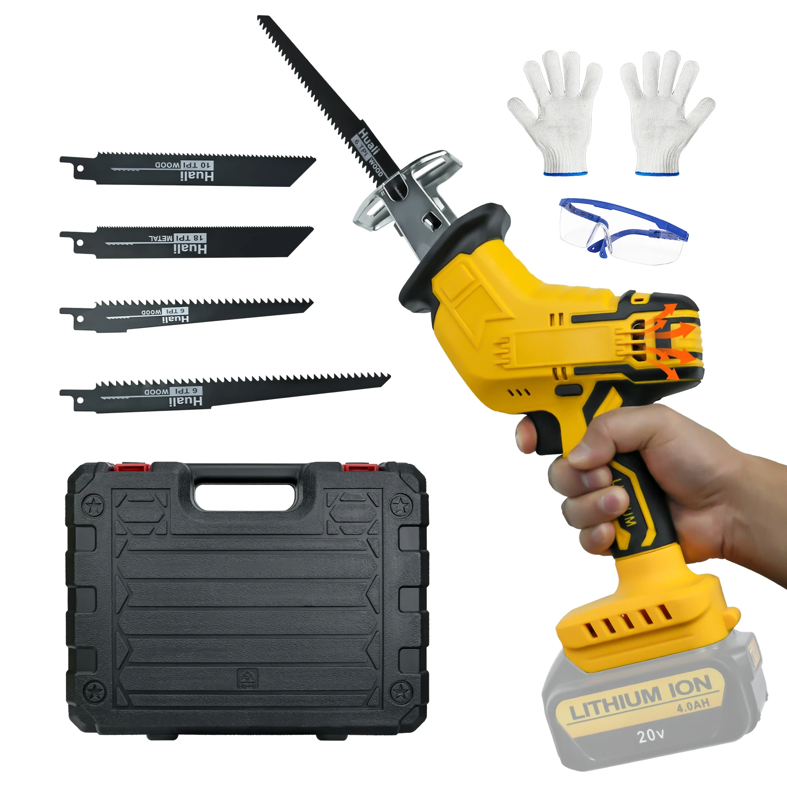 

Cordless Electric Reciprocating Saw for Dewalt 20V Battery Metal Wood Pipe Cutting Handsaw Saber Saw with 4 Blades (No Battery)