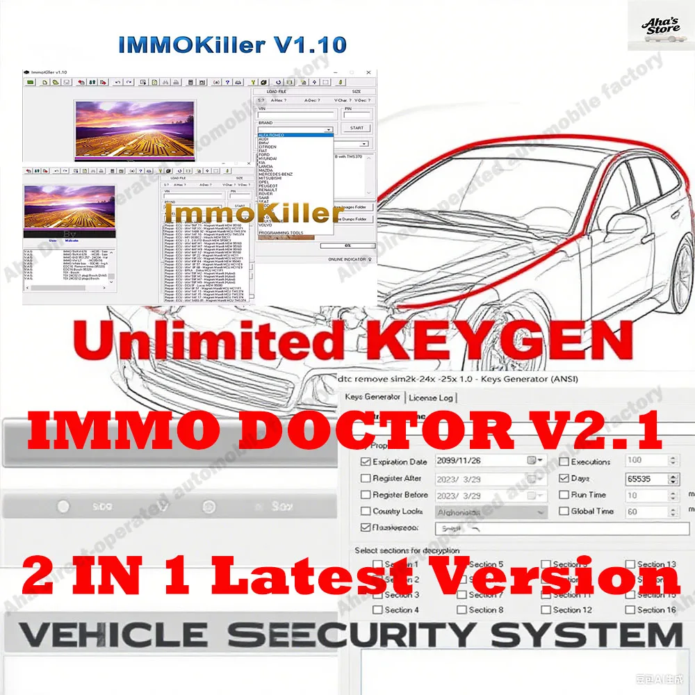 

ImmoKiller V1.10 obd2 scanner IMMO Off Software ECU Programmer + IMMO DOCTOR V2.1 Immo Off Software Car accessories Repair Tools
