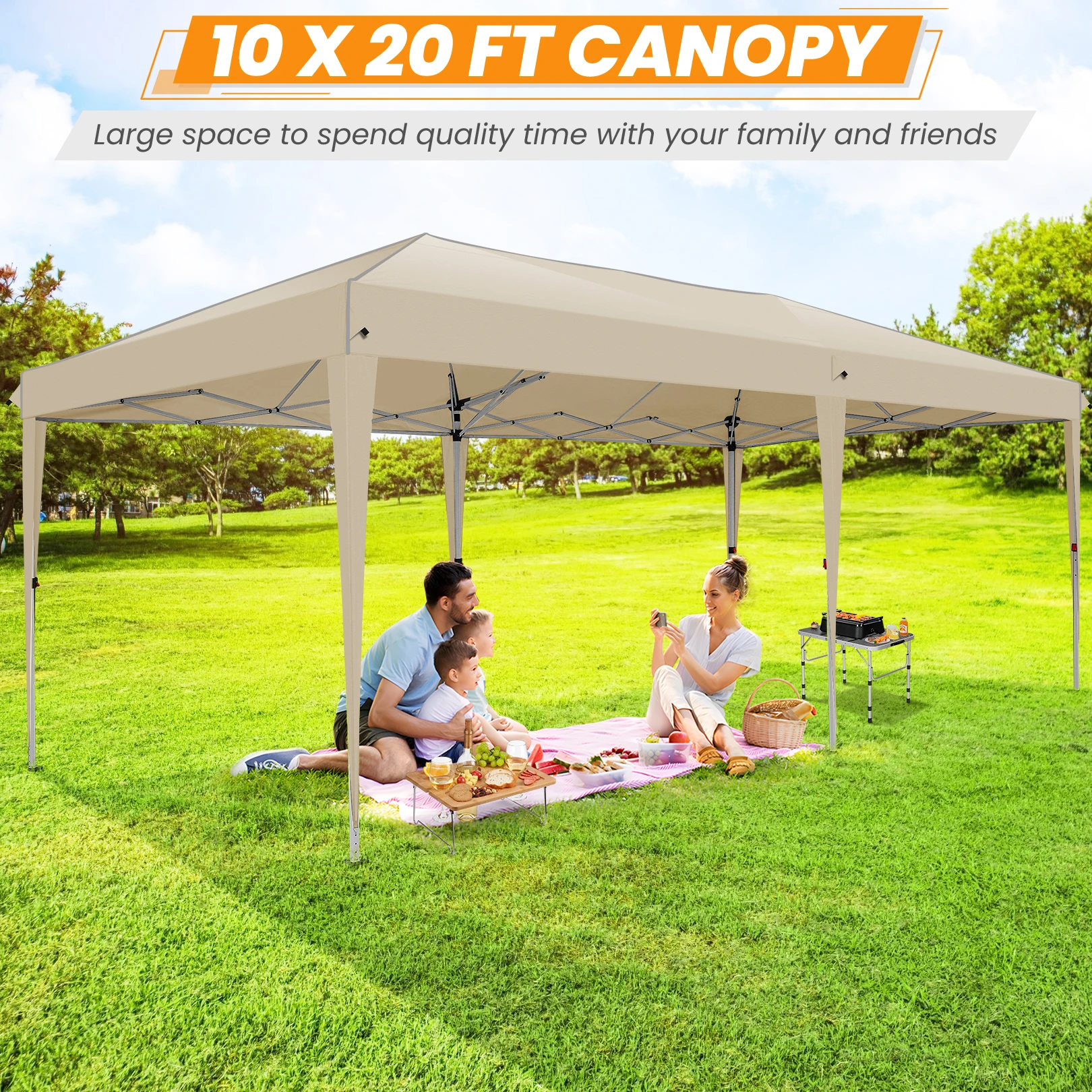 3x6m Pop-up Gazebo Foldable Party Tent with 6 Sidewalls, Easy Assembly for Weddings, Commercial Use, UV50+ Protection Steel Frame