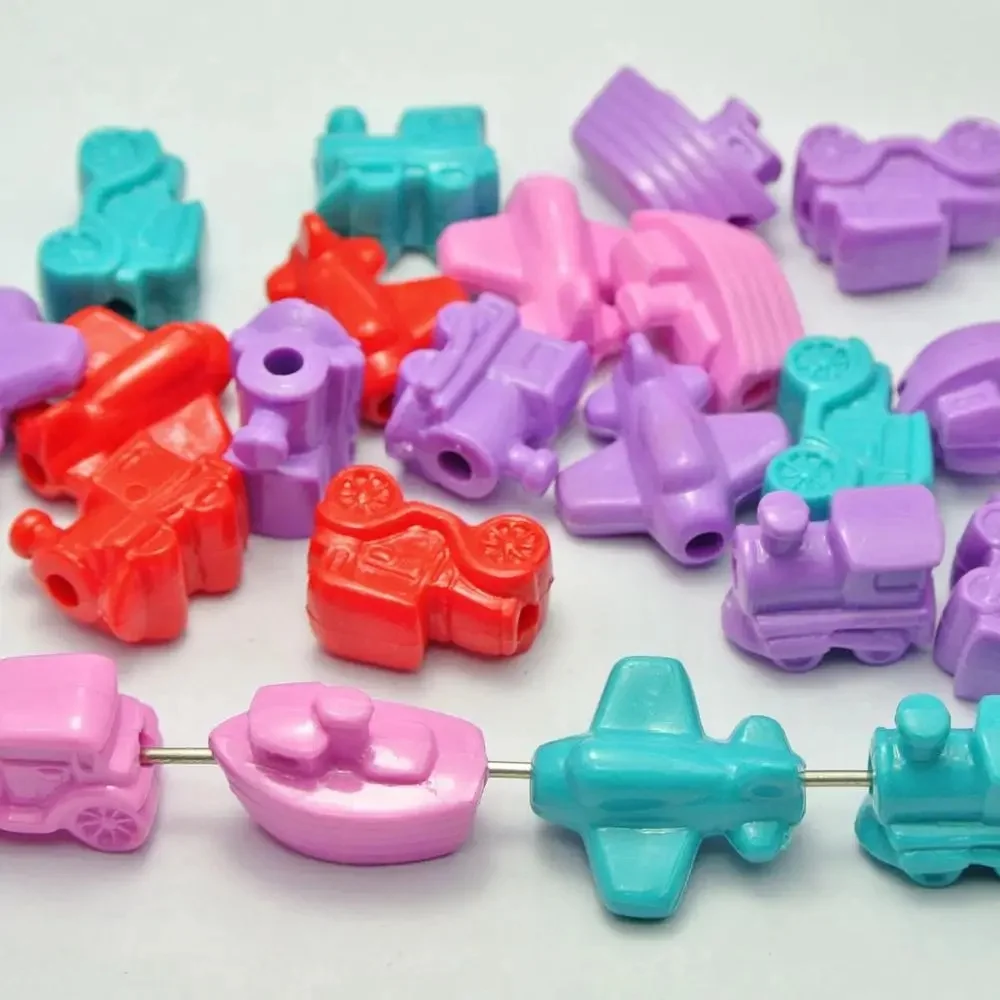 30 Mieszane Bubblegum Kolor Akryl Duże Różne Zabawne Koraliki Zwierzęcy Samochód Delfin z otworem 4mm Dzieci Rzemiosło DIY Biżuteria — zdjęcie 2
