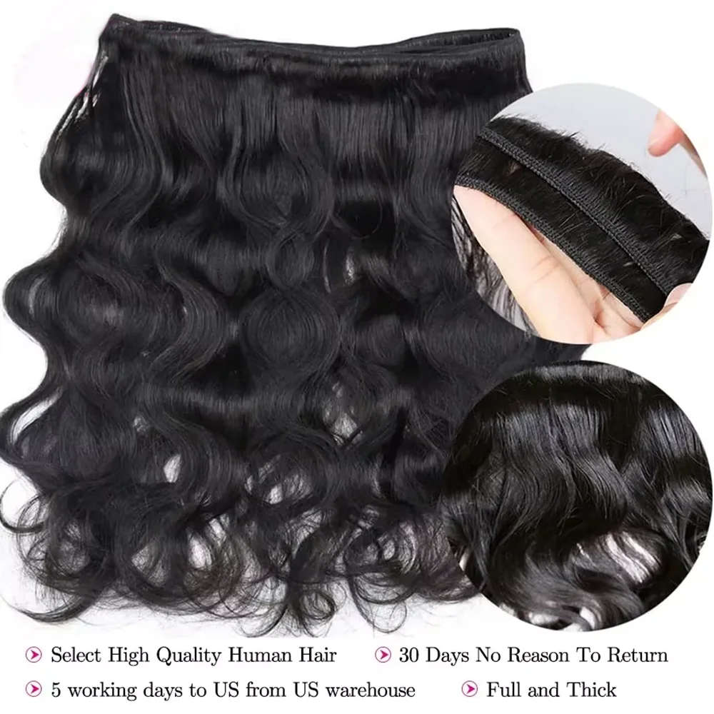 30 34 Inch Body Wave Bundles 100% Human Hair Bundles Raw Hair Extensions Brazilian Remy Natural Water Wave 1 3 4 Bundle Deals