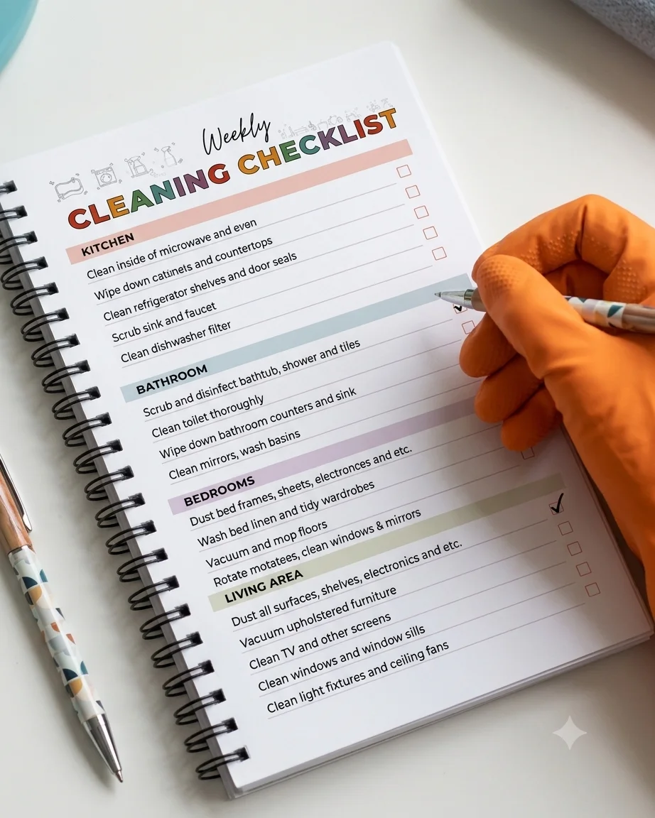 Dopamine ADHD Planner For Cleaning And Organizing, Executive Dysfunction Routine Tracker Book, Aesthetic Spiral Bound Household Management Journal