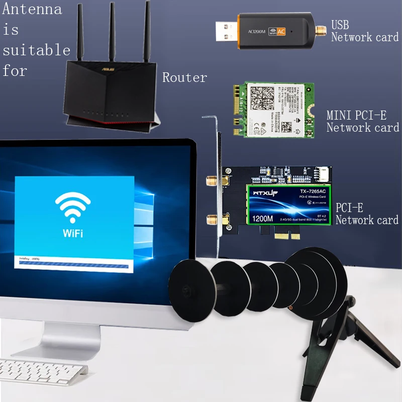 12dBi 2.4G WIFI Signal Receive Or Transmit Yagi Directional Antenna Computer Wireless Network Card USB Mini PCIE Adapter