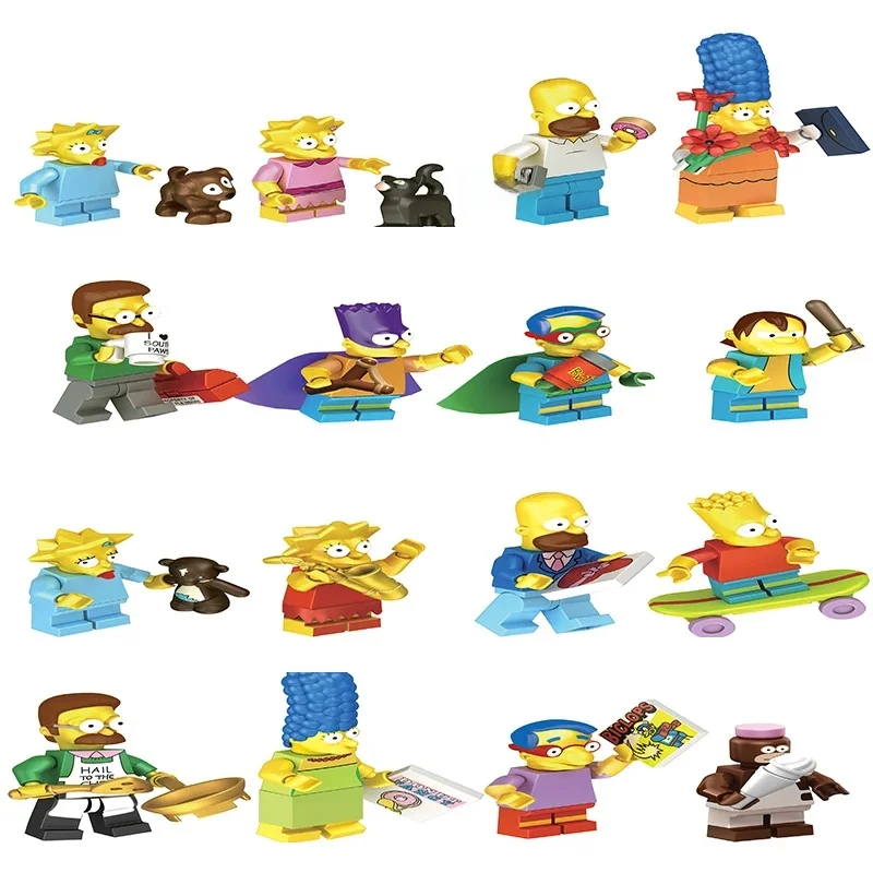 Disney blocs de construction dessin animé comédie Simpson famille Mini figurines modèles assembler Action Bros figurines blocs de construction jouets
