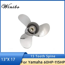 13“ x 17” Stainless Steel Outboard Propeller 3 Blade Fit Yamaha Engines 60-115 HP 15 Spline Tooth OEM part No.688-45930-01-98