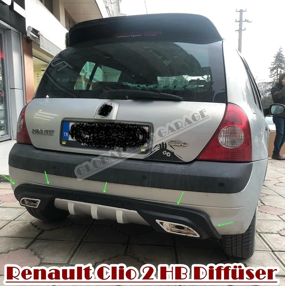 For Renault Clio 2 Hatchback Diffuser 1998 1999 2000 2001 2002 2003 2004 2005 Rear Bumper Extension Attachment Auto Universal