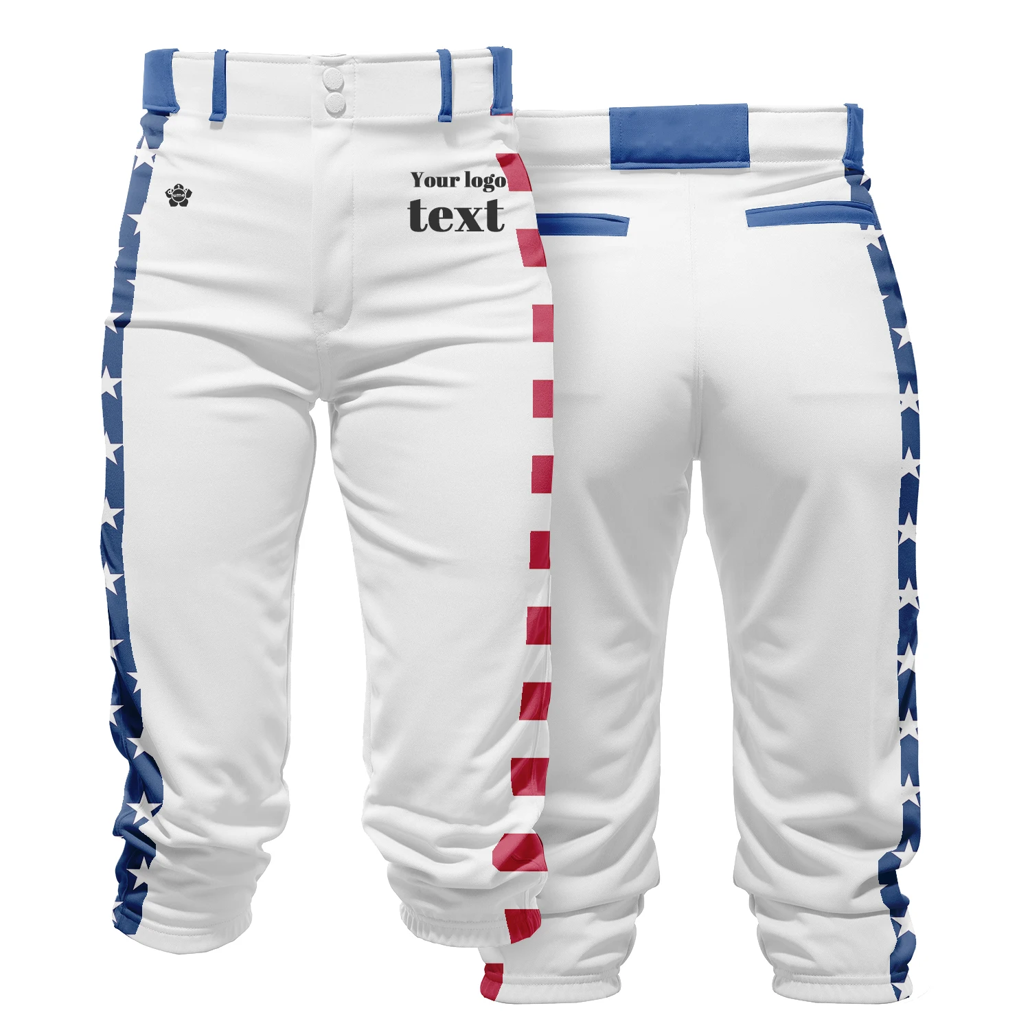 

Custom Men Boy USA Patriotic Baseball Pants Knickers Add Your Logo Text Multiple Colors