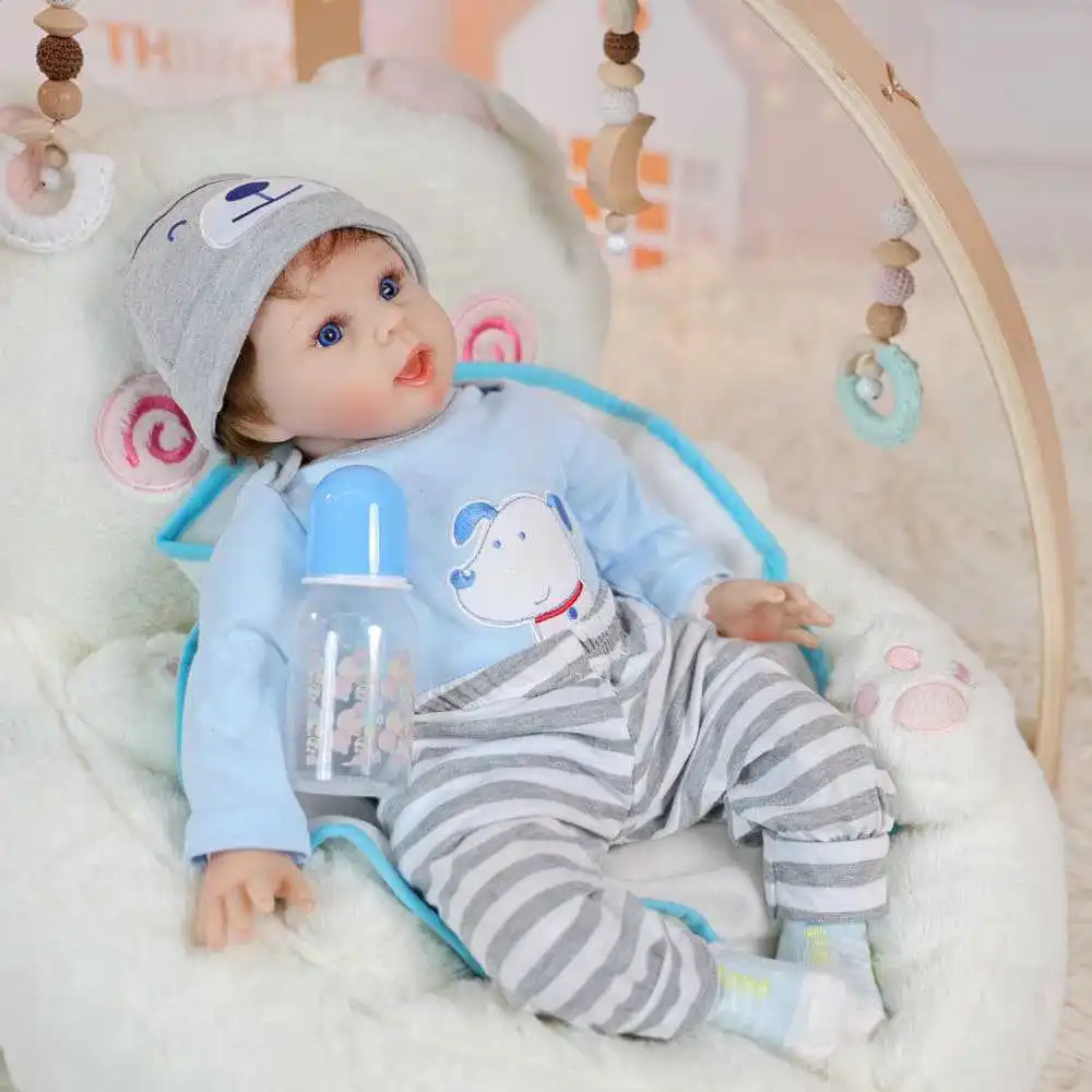 Cloveray 24 inch Lifelike Reborn Baby Doll Cute Realistic Vinyl Doll Playing House Soothe Doll Classic Handmade Toy Kid Gift