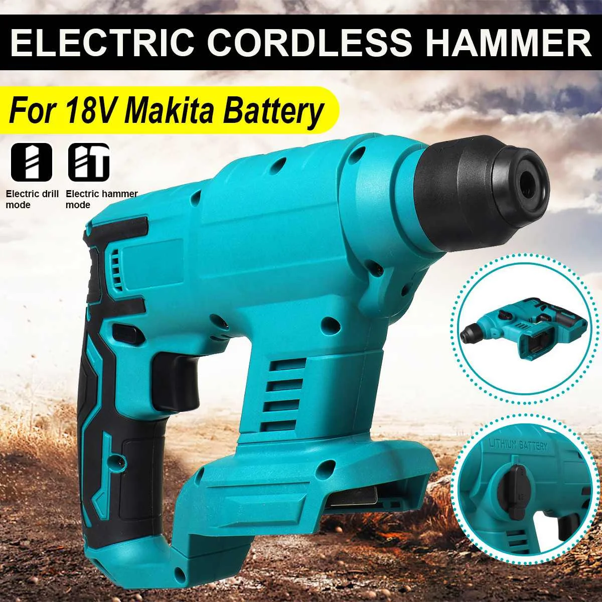 1000W 8600IMP Rechargeable Electric Hammer Cordless Multifunction Hammer Impact Drill Power Tool for Makita 18V Battery