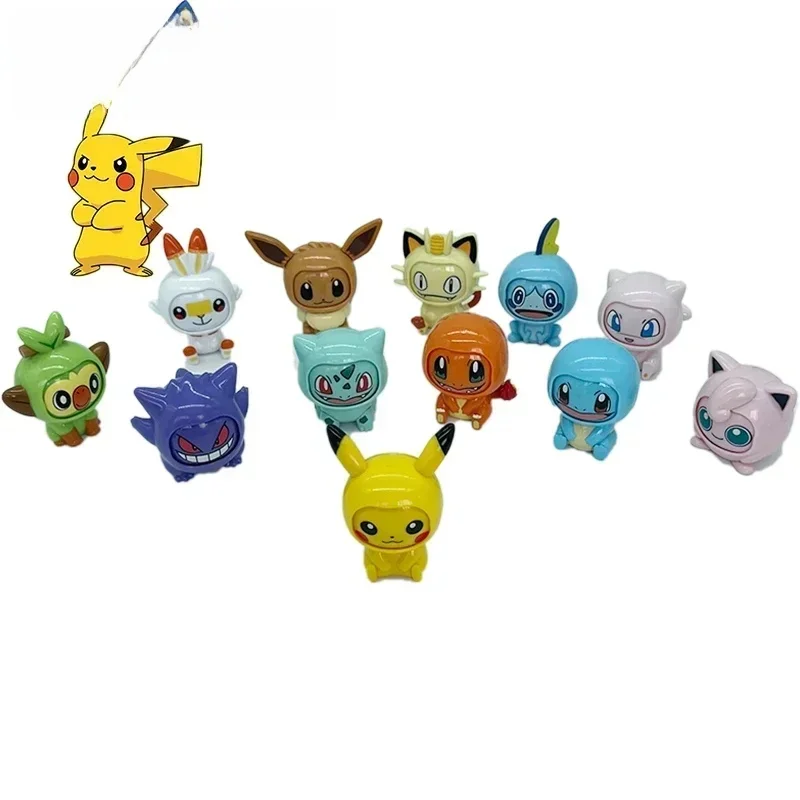 Pokemon Anime véritable Pikachu Bulbasaur Pokeball modèle ensemble Eevee Gengar Mewtwo figurine visage changeant poupée elfe balle jouets