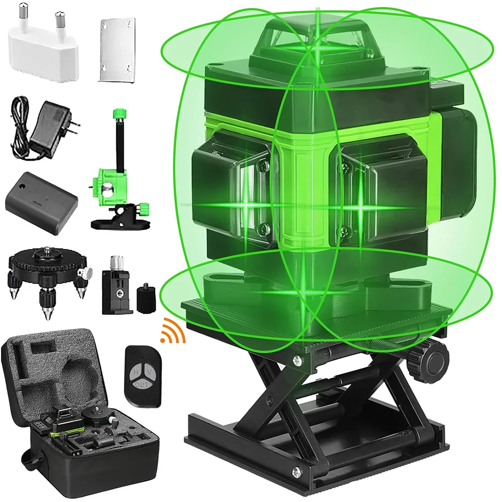 Livello laser 4D 16 linee 360 Livello laser a raggio verde autolivellante orizzontale e verticale