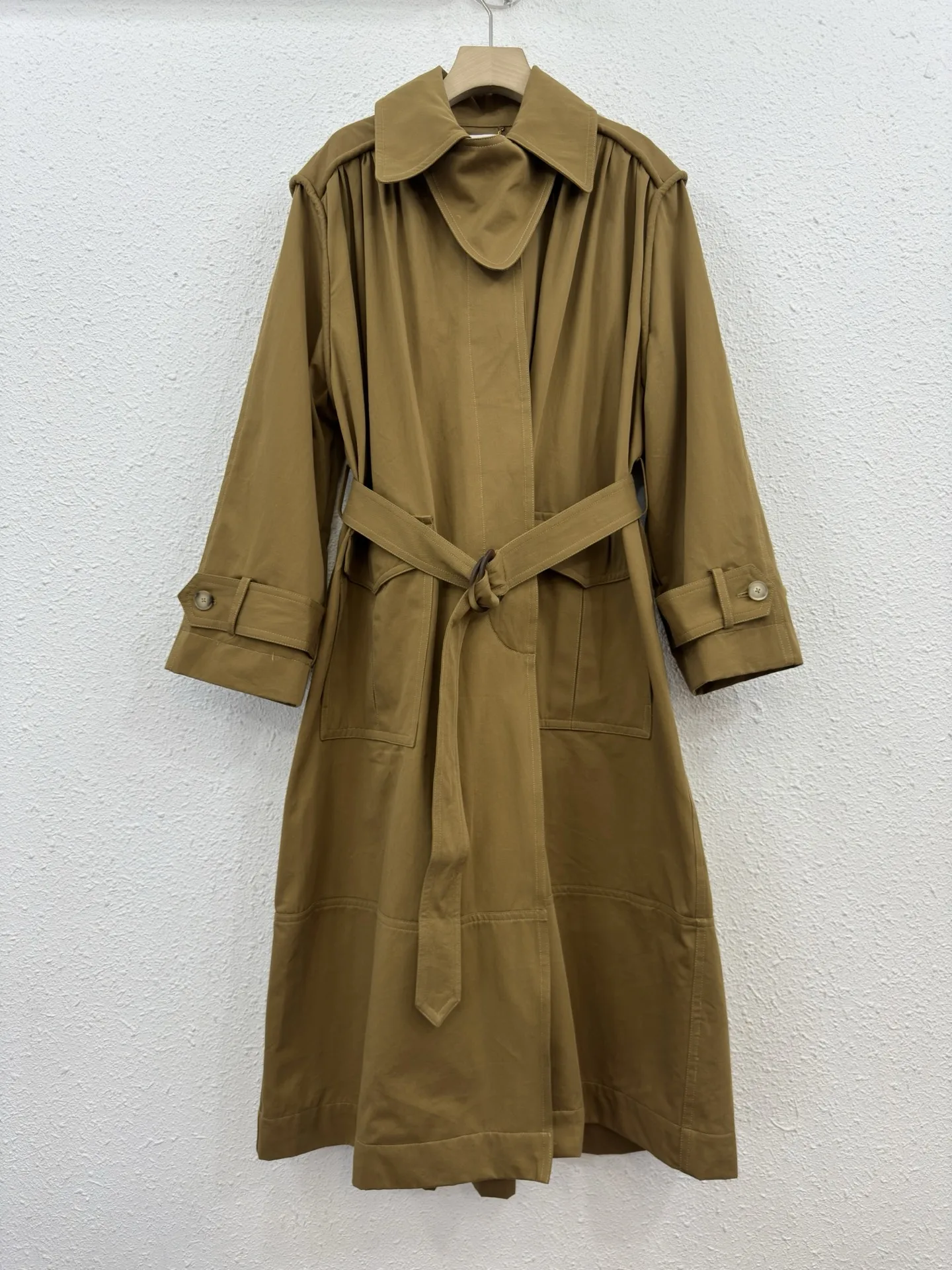 

Women New Spring Autumn Turn-down Collar Solid Long Trench Coat With Belt Long Sleeve Chic Casual High Quality Elegant Vintage