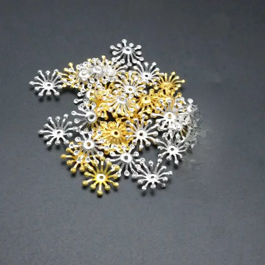 100 sztuk złota domieszka srebra filigran kwiat okłady złącza upiększeń prezent dekoracji DIY ustalenia 15x13mm — zdjęcie 2