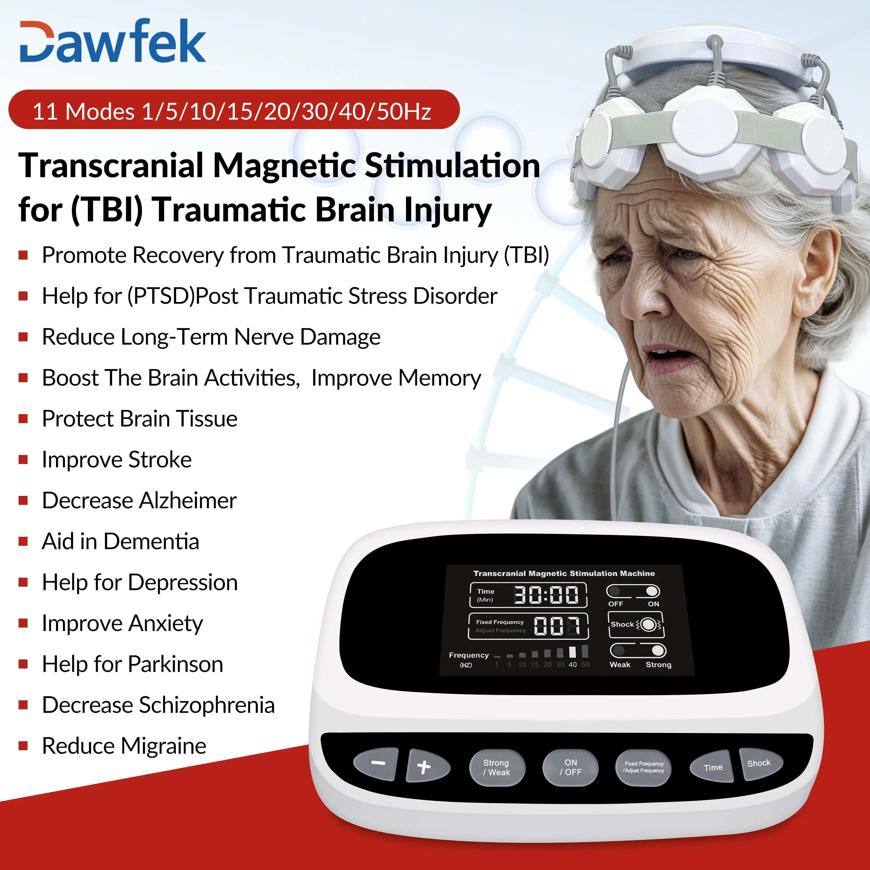 Máquina de estimulación magnética transcránea de terapia Dawfek Tms para tratamiento de accidentes cerebrales de de depresión de insomnio de la esquizo de Parkinson