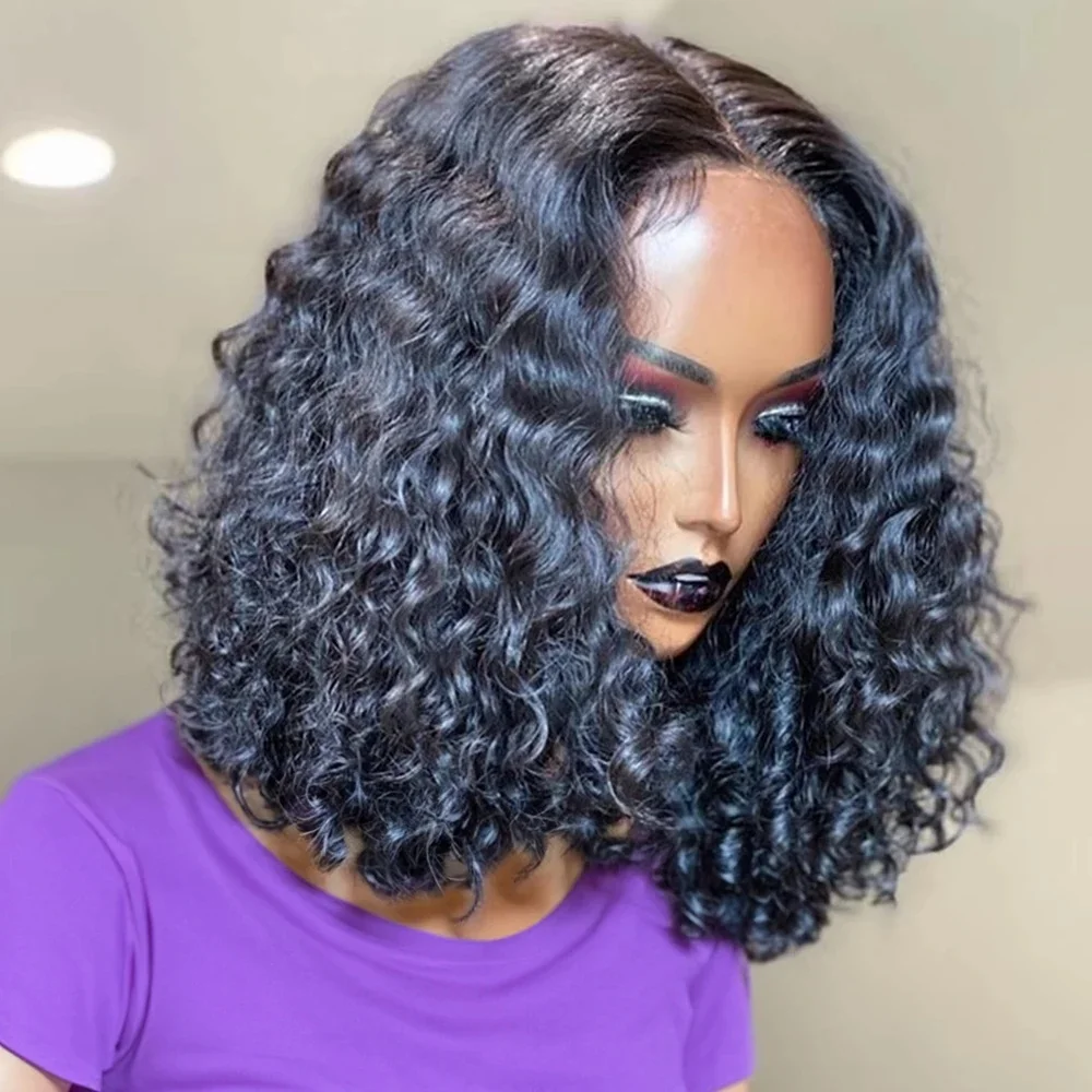 Water Wave Bob Glueless Wigs Human Hair Brazilian 7x5 13x4 Deep Curly Wear Go Glueless Human Hair Wigs For Women PrePlucked 250%