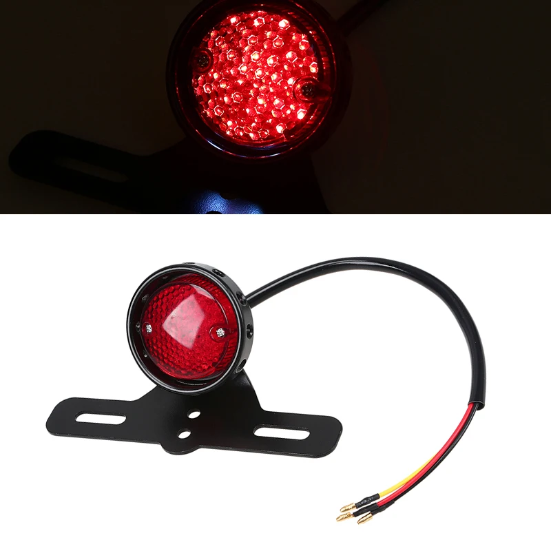 12V Universal Motorcycle Rear Brake Tail Light with License Plate Lamp Bracket For Honda Yamaha Harley Cafe Racer Scooter ATV