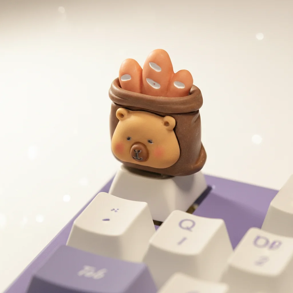 Cute Bread Bear Keycaps XDA Profile ABS Custom Mechanical Keyboard Keycap Kawaii Toast Bear DIY Desk Decor Gift for Gamer
