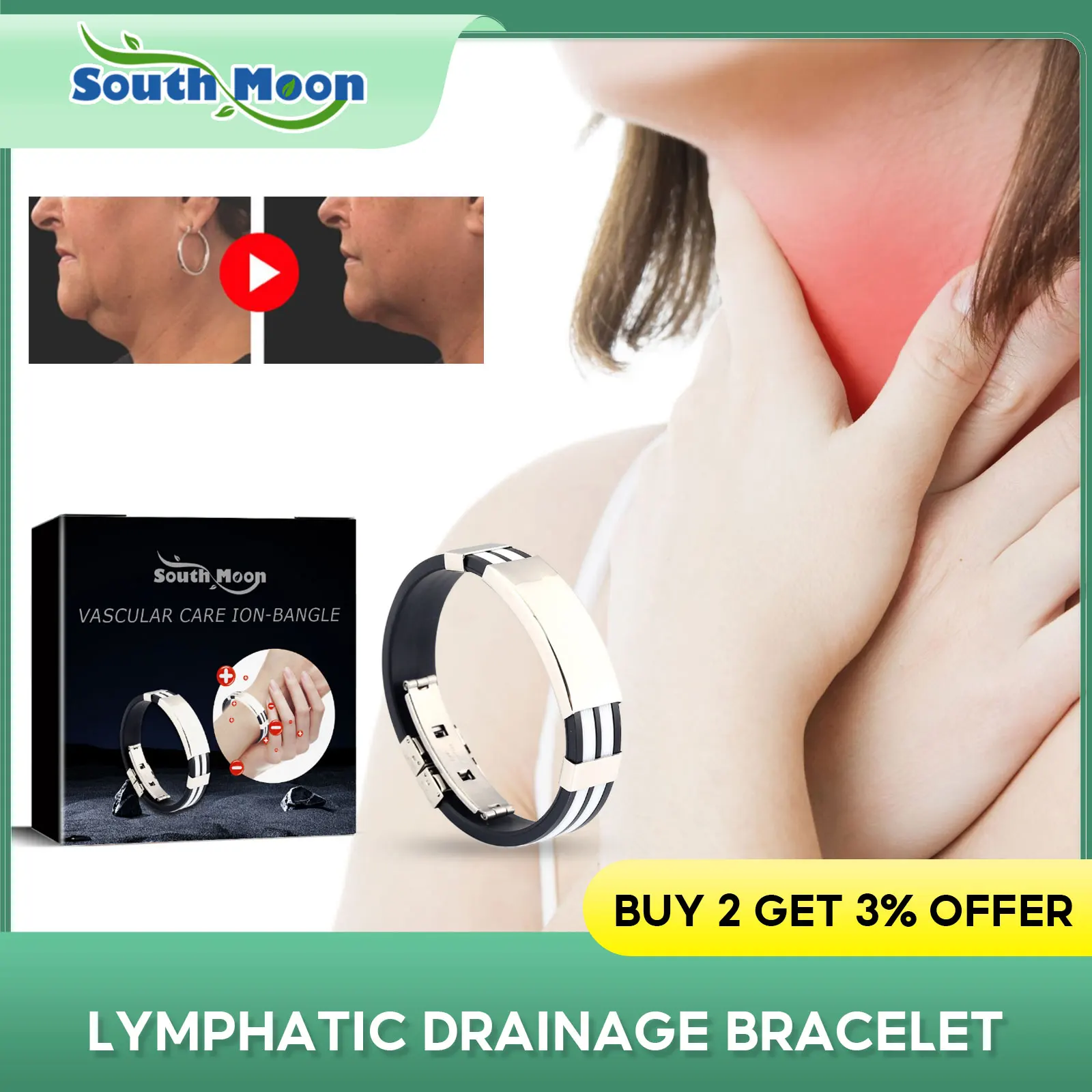 Lymphatic Detox Bracelet Remove Neck Armpit Chest Lymph Nodes Swelling Pain Relief Blood Circulation Relax Fatigue Magnetic Ring