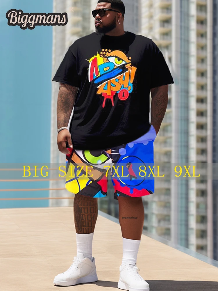 Biggmans L-9xl Plus Size Vest Set for Men's Basketball Symbol Seasoning Street Casual Permanent and Comfortable MAN Clothing